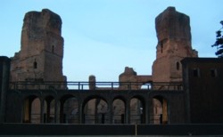 The  set for Romeo and Juliet at the Baths of Caracalla, July 2003