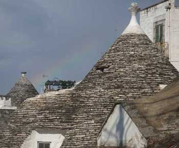 Rainbow over trulli, Alberobello