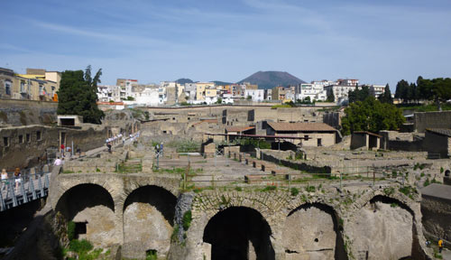 View of Herculaneum, with modern Ercolano and Vesuvius