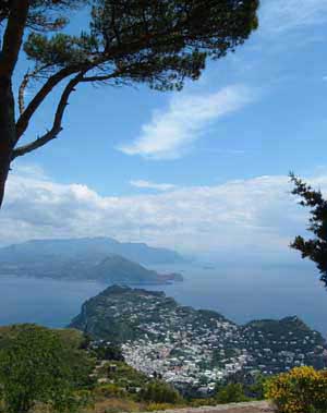 Capri seen from Monte Solaro, with the Sorrentine Peninsula in the background