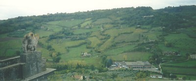 View over the green landscape of Umbria, from Orvieto