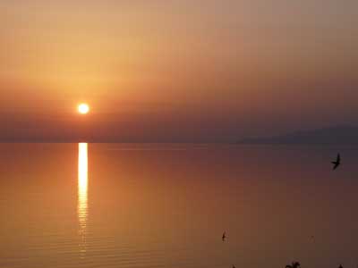 Sunset seen from our room balcony, Hotel La Conchiglia, Palinuro