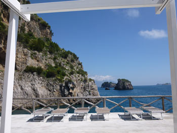 Sunbeds at the seven-bedroom Conca del Sogno, near Marina del Cantone