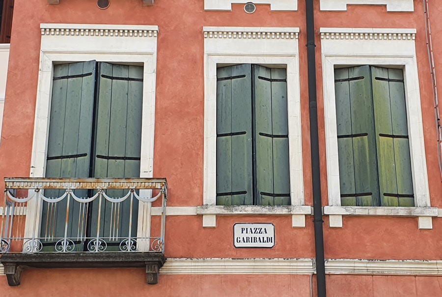 Shuttered windows in Piazza Garibaldi, Rovigo