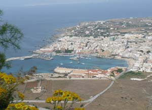 Favignana town, seen from the Castello