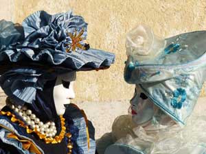 Carnival-goers in masks, Venice