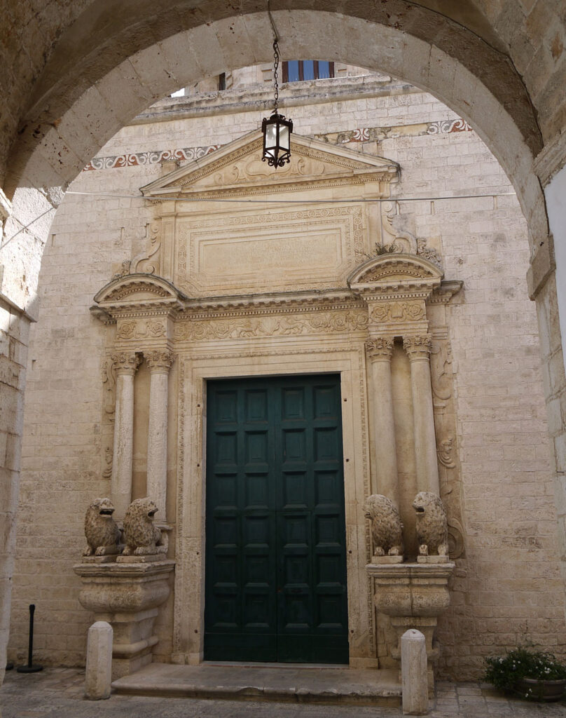 The grand entrance portal of the abbey church of San Benedetto, Conversano