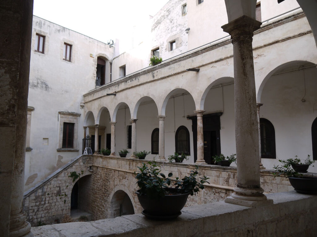 Internal view of the Castello di Conversano: courtyard and loggia