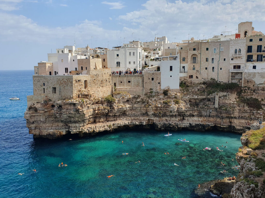 View of Polignano a Mare over Lama Monachile