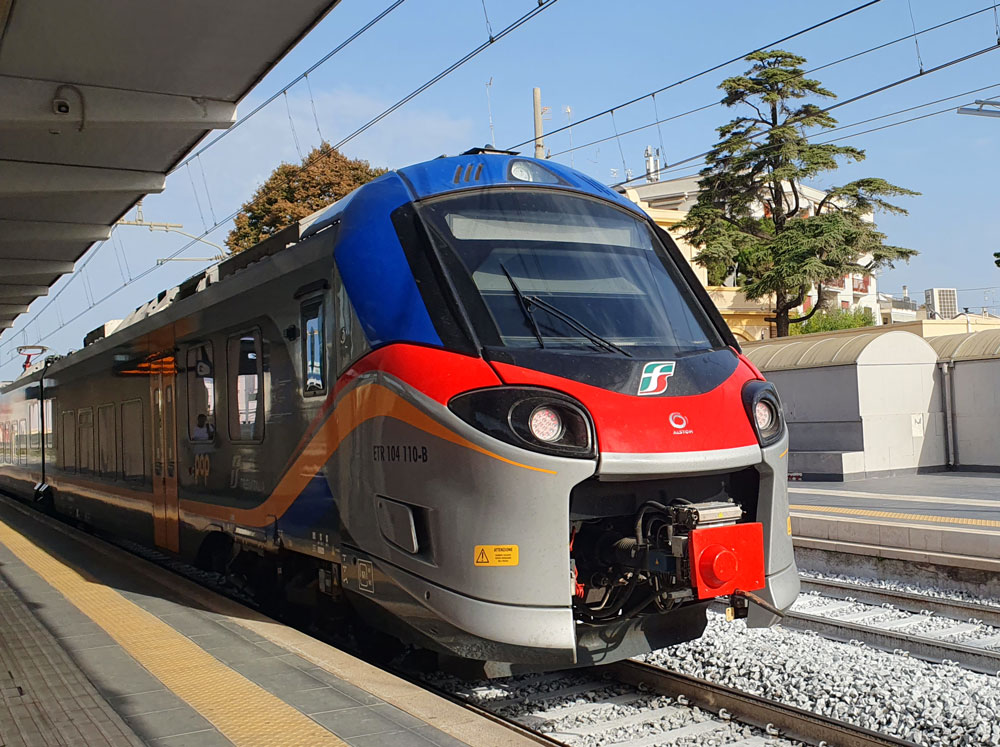 Train at Polignano a Mare station