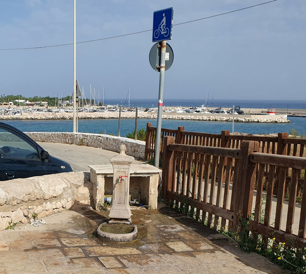Drinking water tap along the route from Polignano a Mare to San Vito
